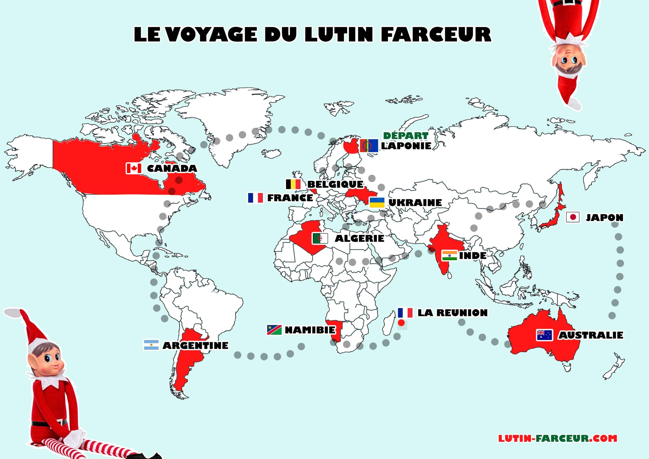 Carte de voyage lutin farceur  Cartes du monde et Europe à imprimer
