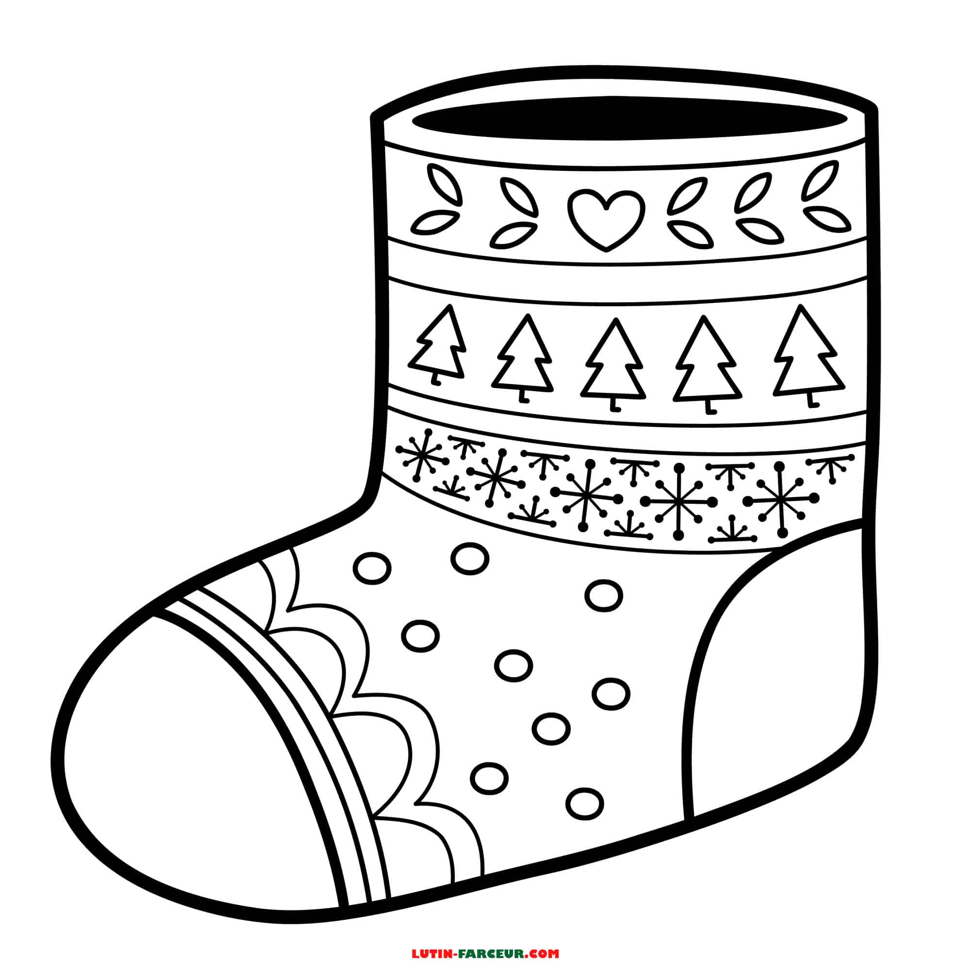 Coloriage chaussette de Noel - Coloriage de Noël