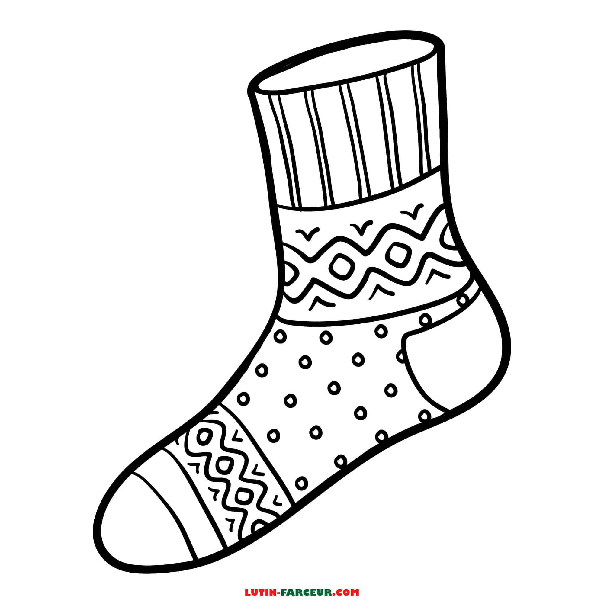 Coloriage chaussette de Noël : 30 dessins à imprimer